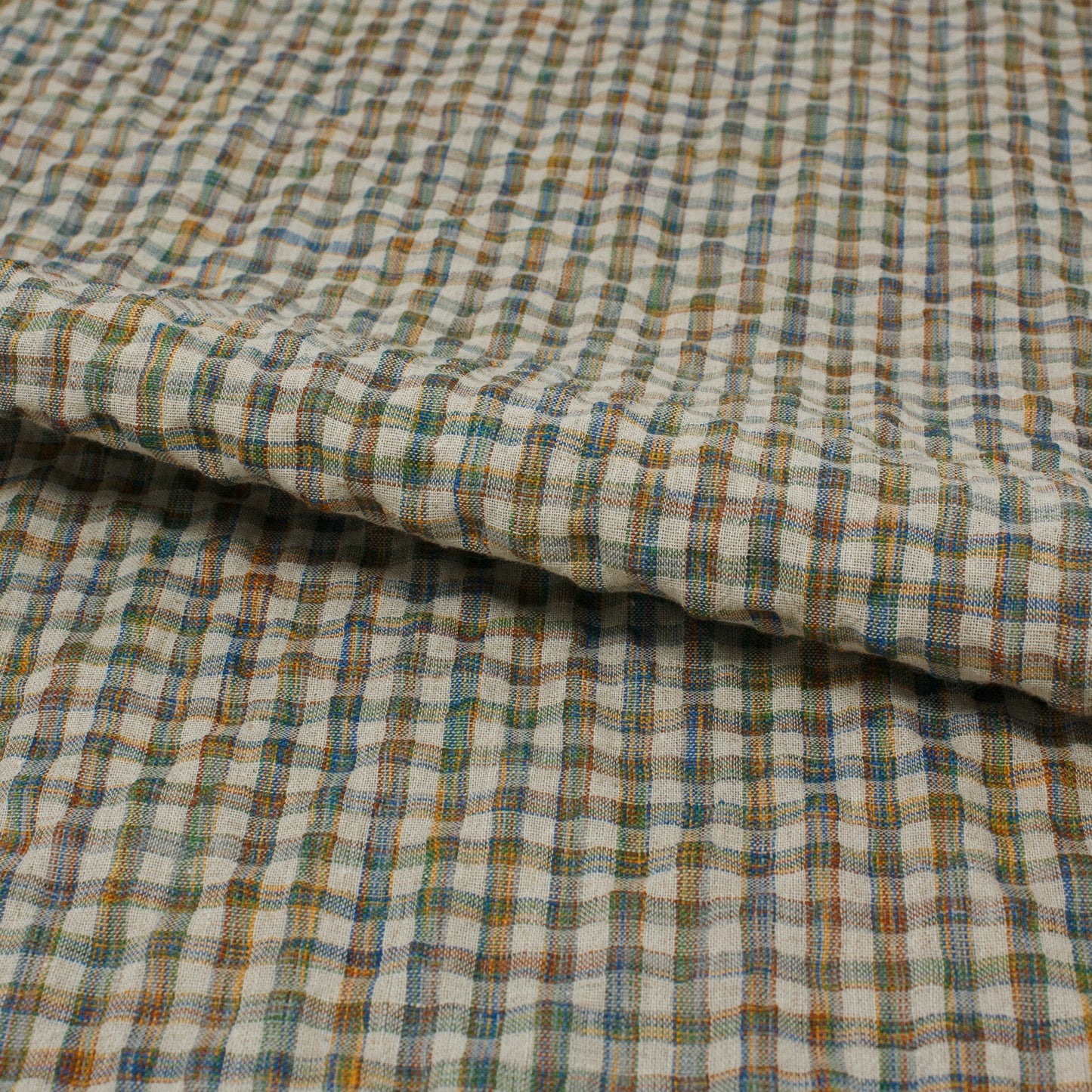 Sooke Cotton Linen Plaid Seersucker Kaleidoscope ½ yd-Fabric-Spool of Thread