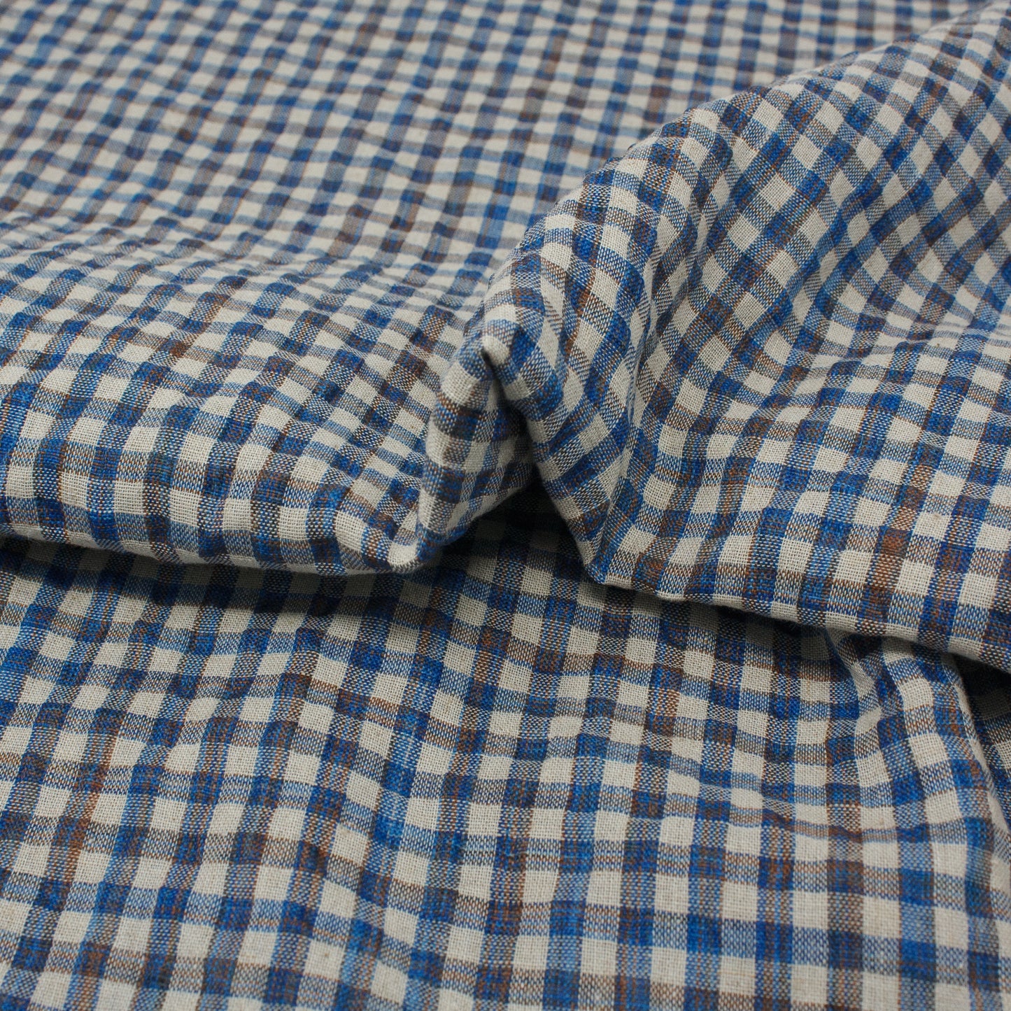 Sooke Cotton Linen Plaid Seersucker Pacific Ocean ½ yd-Fabric-Spool of Thread