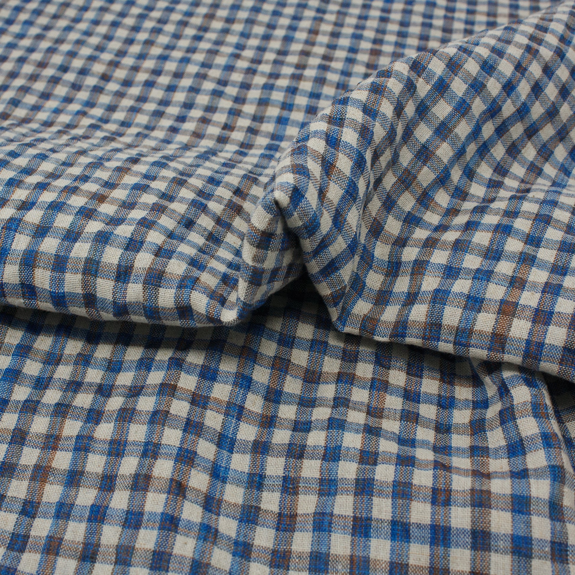 Sooke Cotton Linen Plaid Seersucker Pacific Ocean ½ yd-Fabric-Spool of Thread