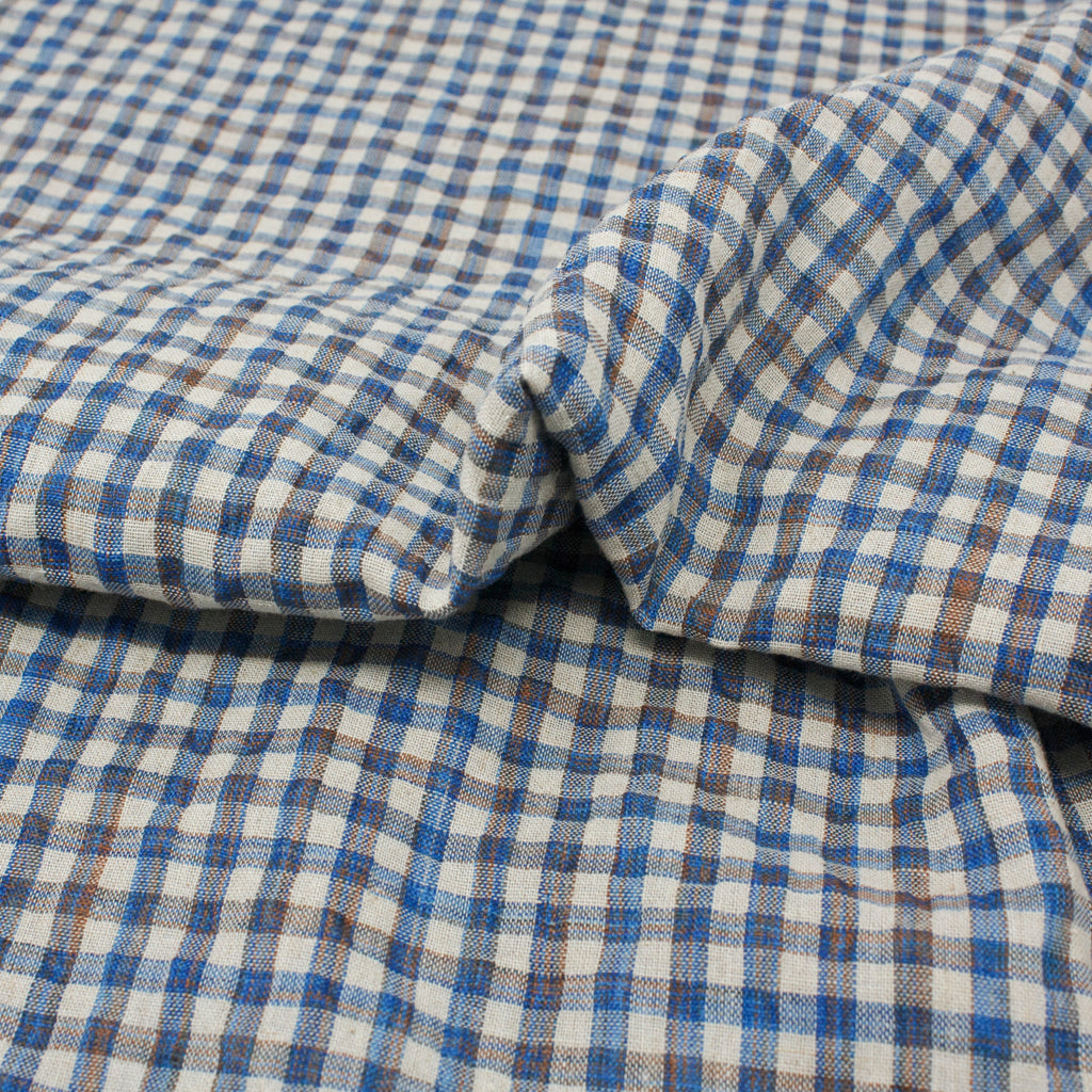 Sooke Cotton Linen Plaid Seersucker Pacific Ocean ½ yd