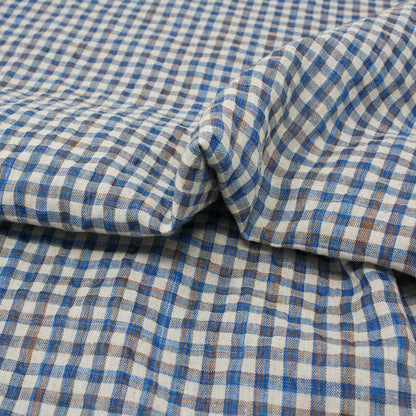 Sooke Cotton Linen Plaid Seersucker Pacific Ocean ½ yd