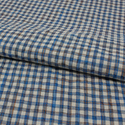 Sooke Cotton Linen Plaid Seersucker Pacific Ocean ½ yd-Fabric-Spool of Thread