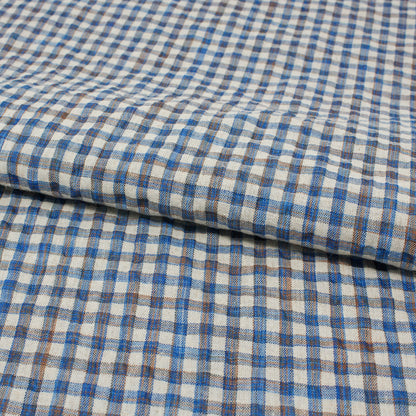 Sooke Cotton Linen Plaid Seersucker Pacific Ocean ½ yd