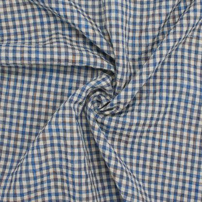 Sooke Cotton Linen Plaid Seersucker Pacific Ocean ½ yd