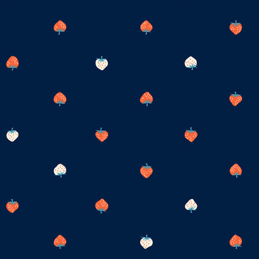 Strawberry Cotton Lawn Navy ½ yd-Fabric-Spool of Thread