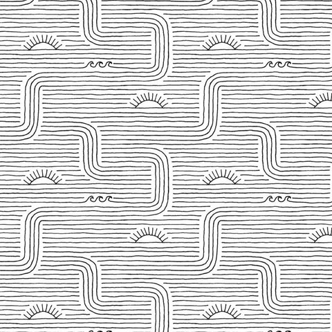 Summer Lovin Stripe Black + White ½ yd-Fabric-Spool of Thread