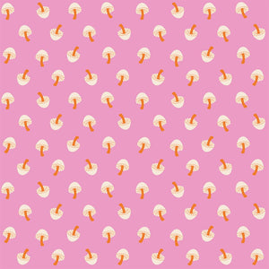 Tiny Frights Tiny Mushrooms Daisy Pink ½ yd-Fabric-Spool of Thread