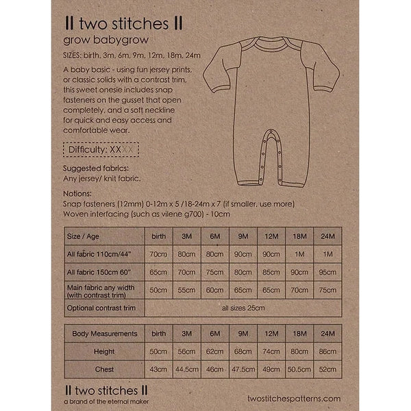 Two Stitches Grow Babygrow Paper Pattern-Pattern-Spool of Thread