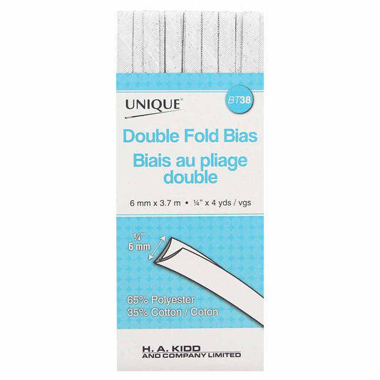 Unique Double Fold Bias Tape Metallic Silver - 6mm (¼”) x 3.7m (4 yards)-Notion-Spool of Thread