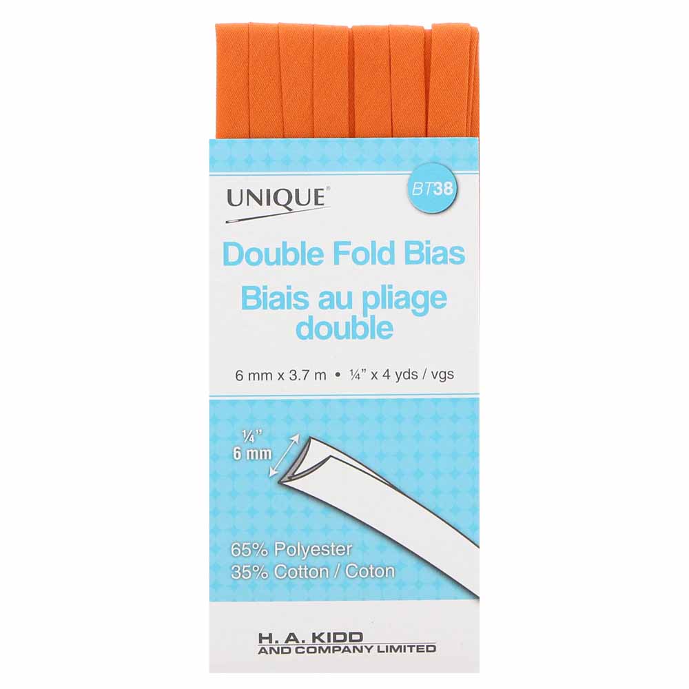 Unique Double Fold Bias Tape Orange - 6mm (¼”) x 3.7m (4 yards)-Notion-Spool of Thread