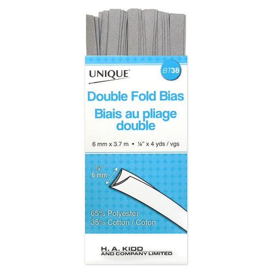 Unique Double Fold Bias Tape Silver - 6mm (¼”) x 3.7m (4 yards)-Notion-Spool of Thread