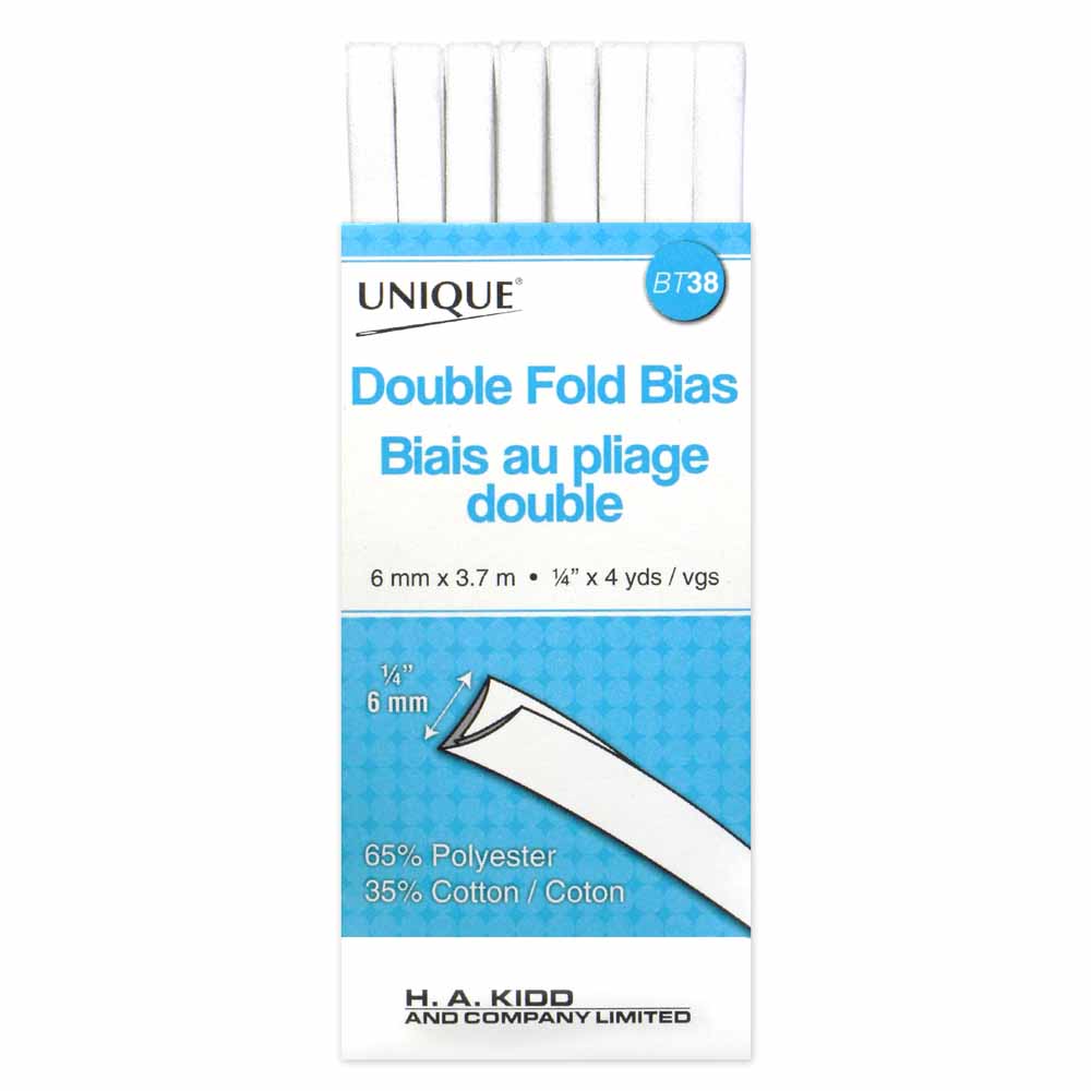 Unique Double Fold Bias Tape White - 6mm (¼”) x 3.7m (4 yards)-Notion-Spool of Thread