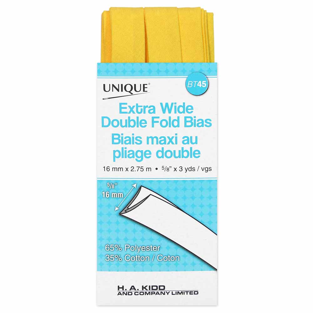 Unique Extra Wide Double Fold Bias Tape Canary - 16mm (⅝”) x 2.75m (3 yards)-Notion-Spool of Thread