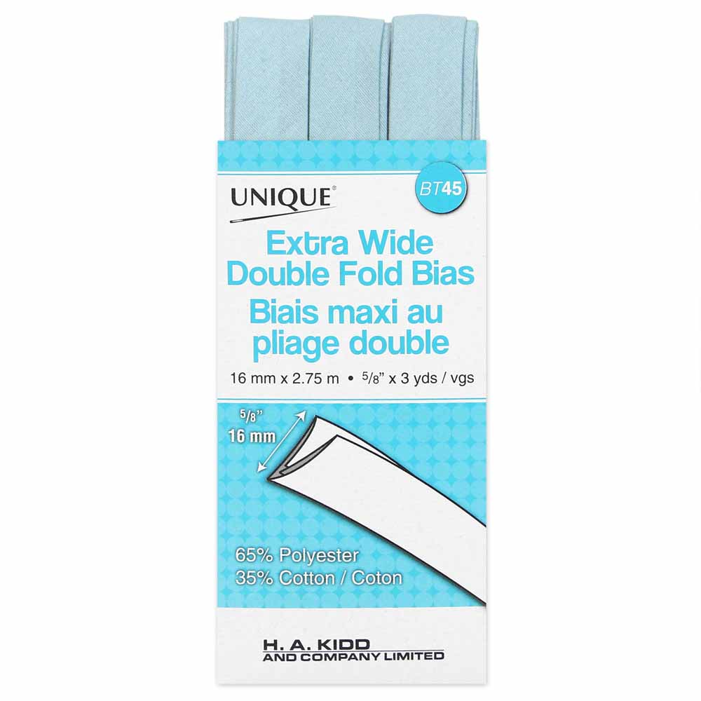 Unique Extra Wide Double Fold Bias Tape Light Blue - 16mm (⅝”) x 2.75m (3 yards)-Notion-Spool of Thread
