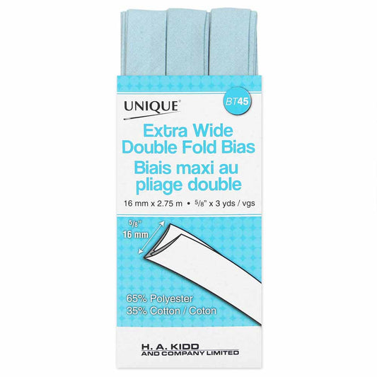 Unique Extra Wide Double Fold Bias Tape Light Blue - 16mm (⅝”) x 2.75m (3 yards)-Notion-Spool of Thread