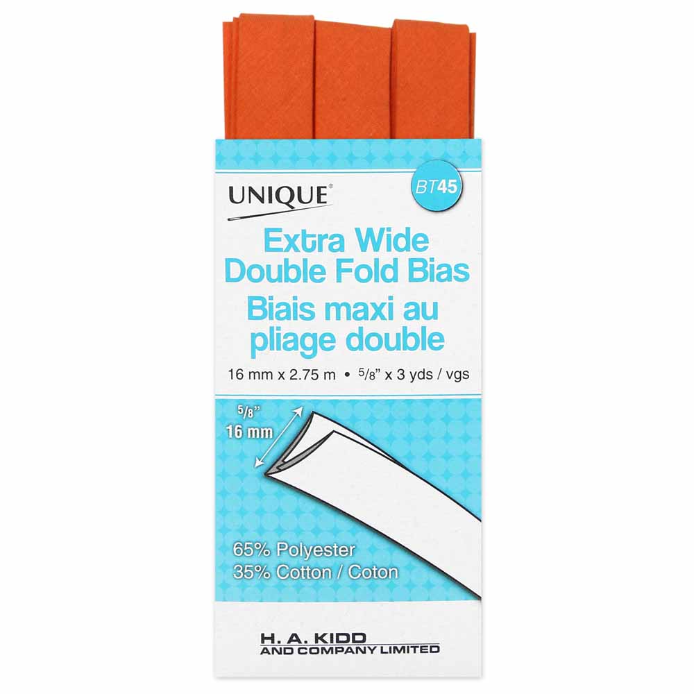 Unique Extra Wide Double Fold Bias Tape Orange - 16mm (⅝”) x 2.75m (3 yards)-Notion-Spool of Thread