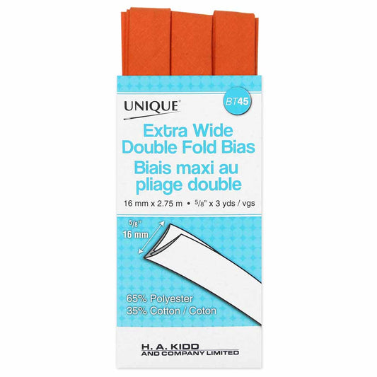 Unique Extra Wide Double Fold Bias Tape Orange - 16mm (⅝”) x 2.75m (3 yards)-Notion-Spool of Thread