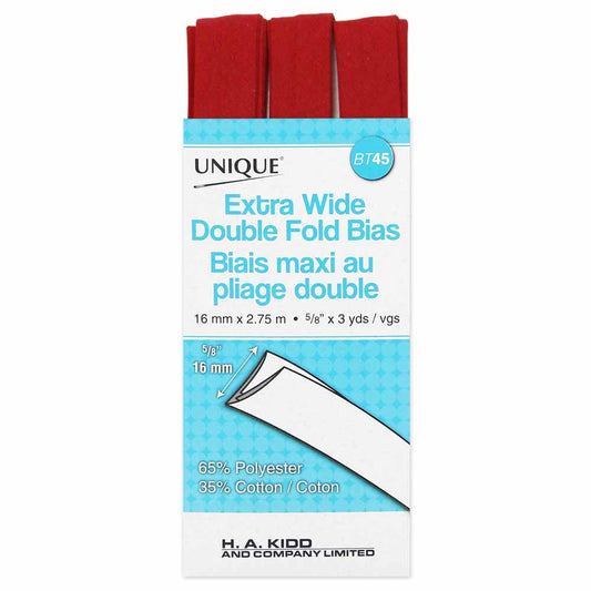 Unique Extra Wide Double Fold Bias Tape Scarlet - 16mm (⅝”) x 2.75m (3 yards)-Notion-Spool of Thread