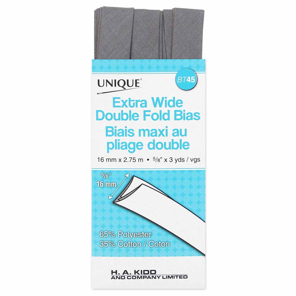 Unique Extra Wide Double Fold Bias Tape Silver - 16mm (⅝”) x 2.75m (3 yards)-Notion-Spool of Thread