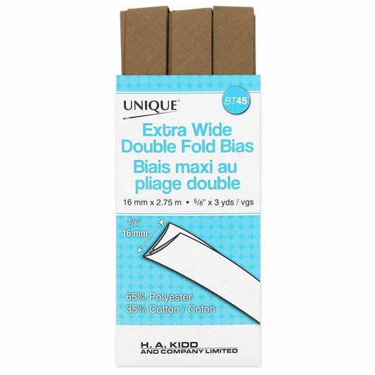Unique Extra Wide Double Fold Bias Tape Taupe - 16mm (⅝”) x 2.75m (3 yards)-Notion-Spool of Thread