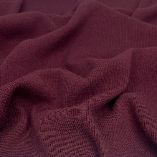 Waterfront Cotton Tencel Modal Rib Knit Wine ½ yd-Fabric-Spool of Thread