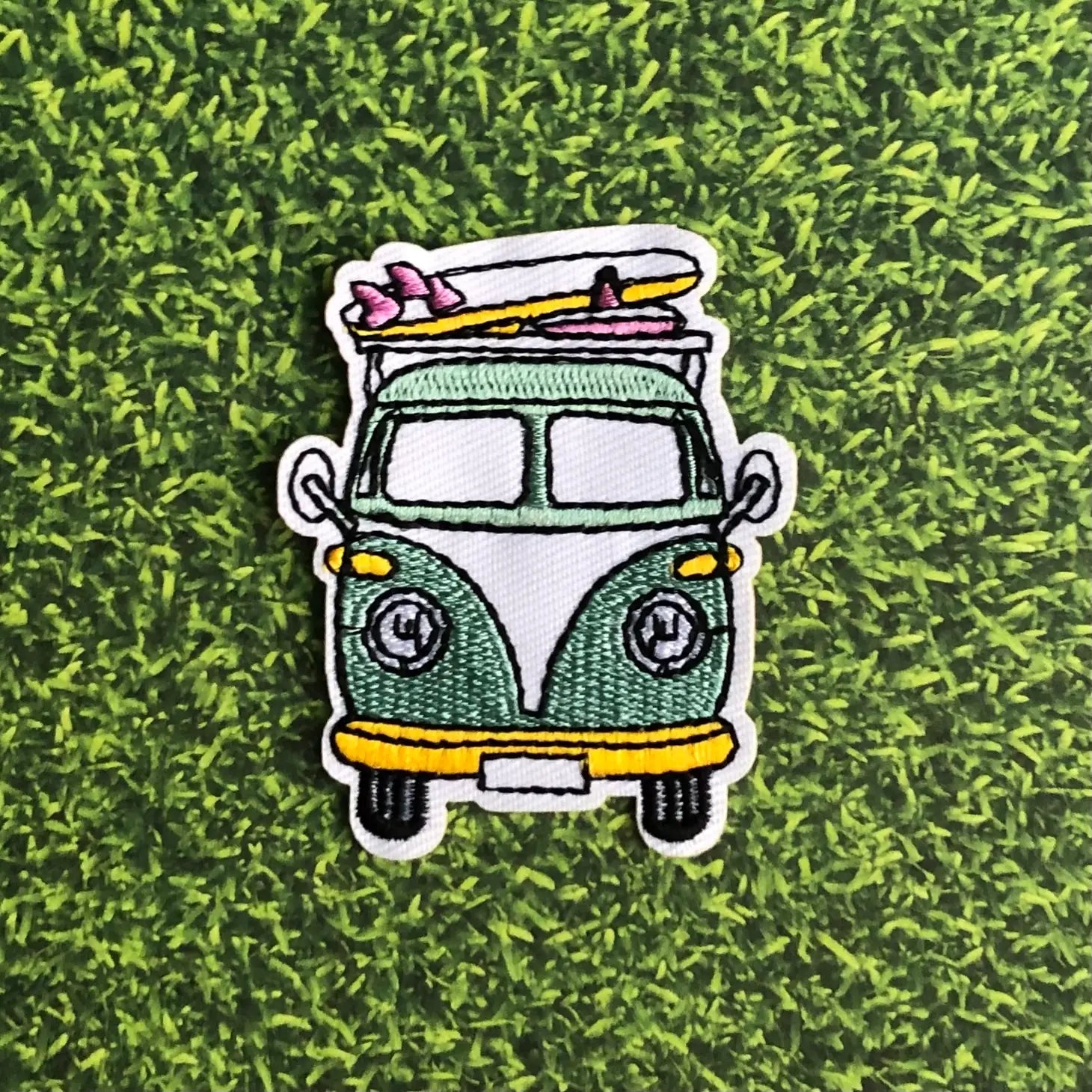 Westfalia Camper Surfing Van Iron-on Embroidered Patch-Notion-Spool of Thread