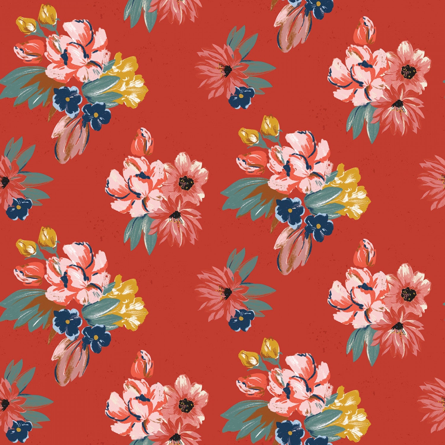Wild Rose Floral Red ½ yd-Fabric-Spool of Thread