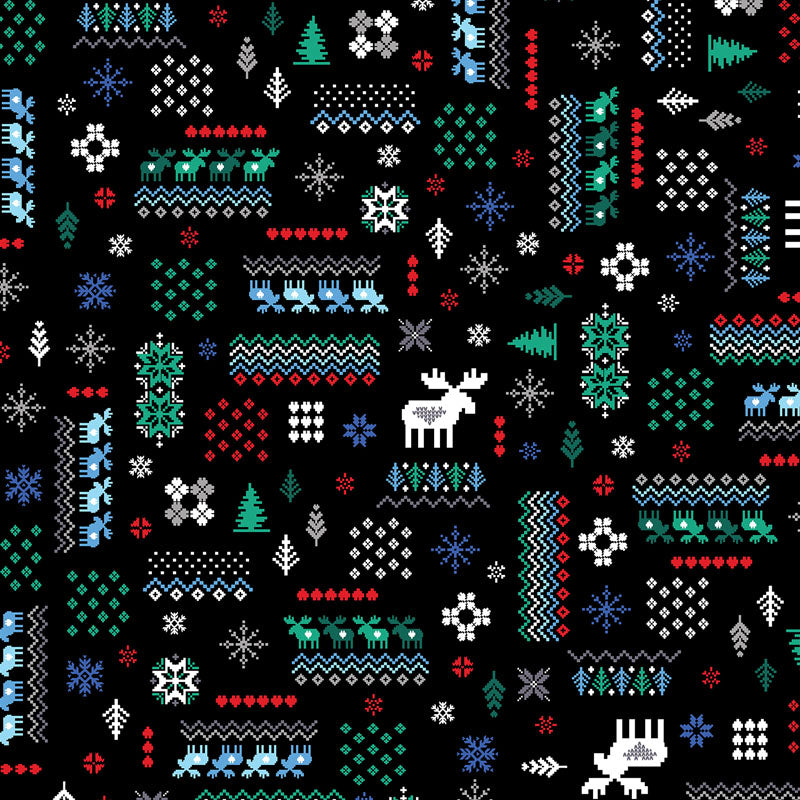 Winter Wonders Comfort Flannel Reindeer Black ½ yd-Fabric-Spool of Thread