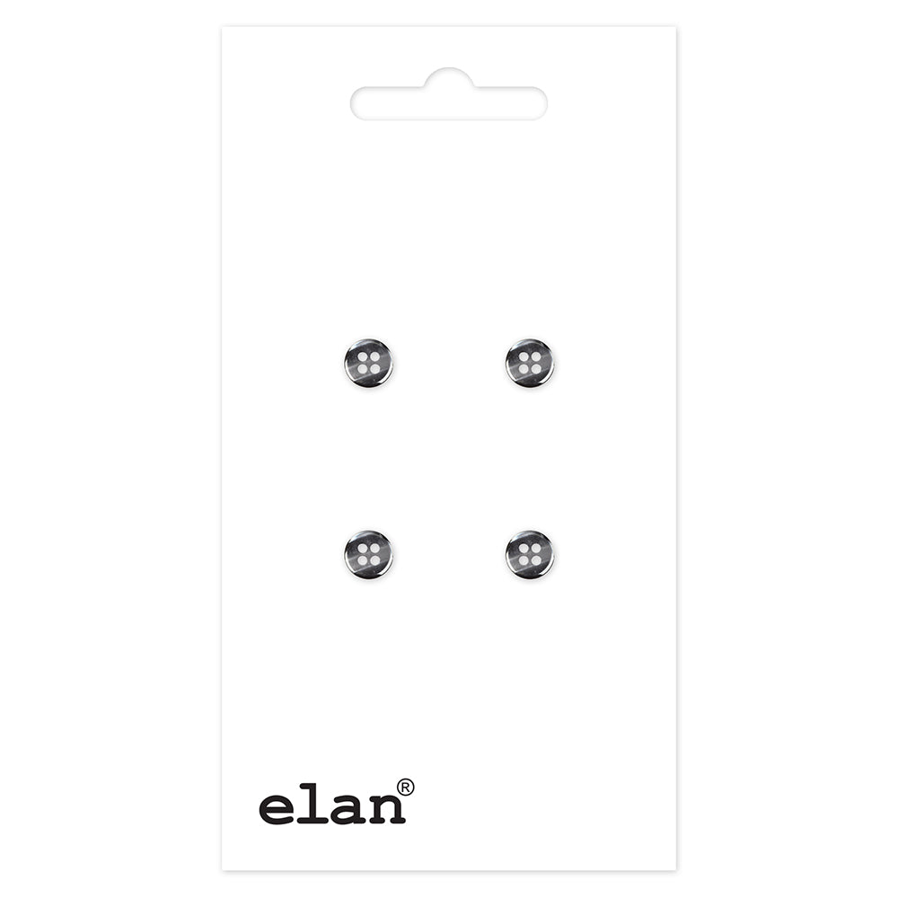 Wise Button - 9mm (⅜″), 4 Hole, Lunar Black - 4 count-Notion-Spool of Thread