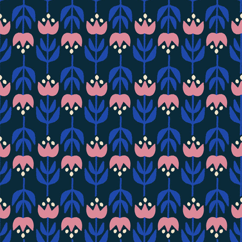 Woodland Park Flowers Teal Navy ½ yd-Fabric-Spool of Thread