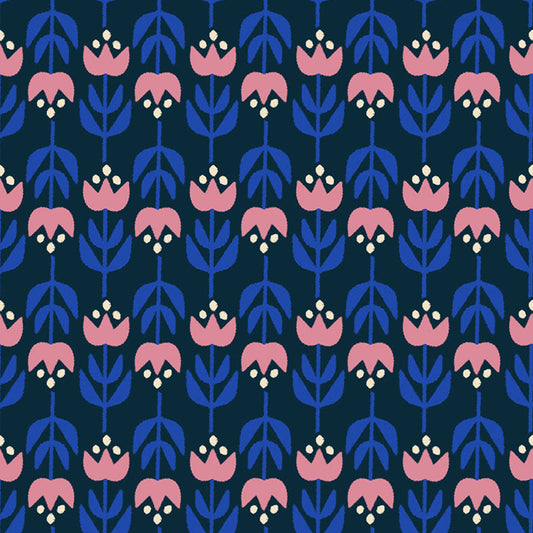 Woodland Park Flowers Teal Navy ½ yd-Fabric-Spool of Thread