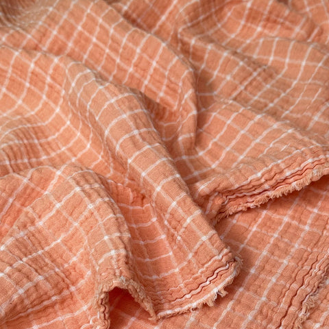 Wren Yarn Dyed Organic Cotton Double Gauze Fuzzy Peach ½ yd-Fabric-Spool of Thread