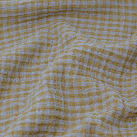 Wren Yarn Dyed Organic Cotton Double Gauze Light Lavender + Mustard Yellow Laurel ½ yd-Fabric-Spool of Thread