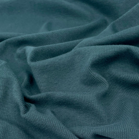Waterfront Cotton Tencel Modal Rib Knit Deep Green Blue ½ yd