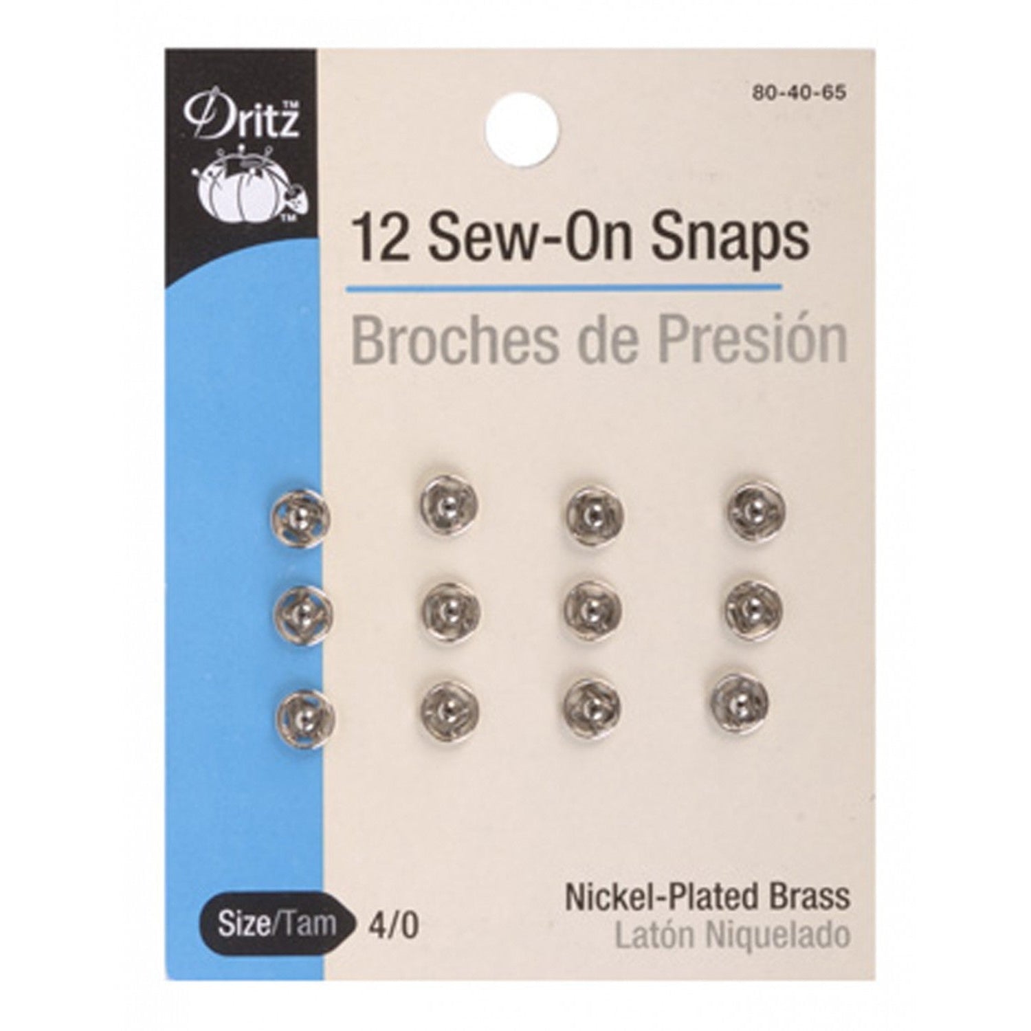 12 Sew-On Snaps Size 4/0-Notion-Spool of Thread