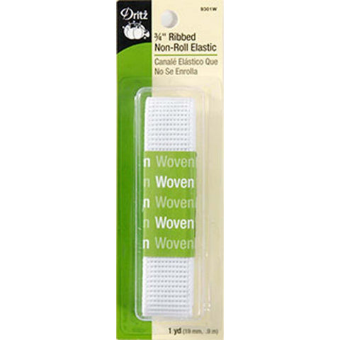 3/4-inch Ribbed Non-Roll White Elastic-Notion-Spool of Thread