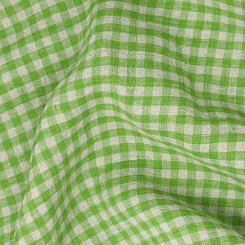 Alma Yarn Dyed Washed Linen Check Lime Twist ½ yd-Fabric-Spool of Thread