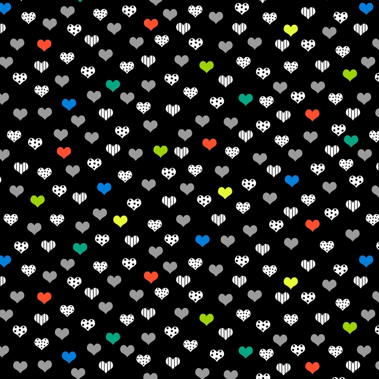 Black & White With A Touch of Bright Small Hearts Black ½ yd-Fabric-Spool of Thread