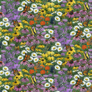 Butterfly Meadow Flower Field Multi ½ yd-Fabric-Spool of Thread