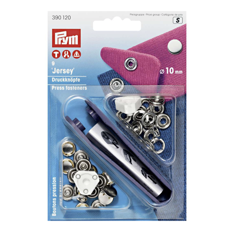 Cap Snap Fasteners Kit, Jersey, 10mm, Silver-Notion-Spool of Thread