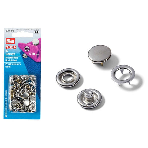 Cap Snap Fasteners Refill Pack, Jersey, 10mm, Silver-Notion-Spool of Thread