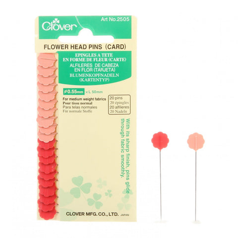 Clover Flower Head Pins 20 count Red-Notion-Spool of Thread