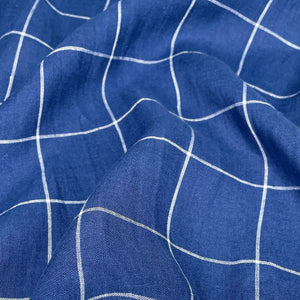 Cove Yarn Dyed Linen Windowpane Royal Azure ½ yd-Fabric-Spool of Thread
