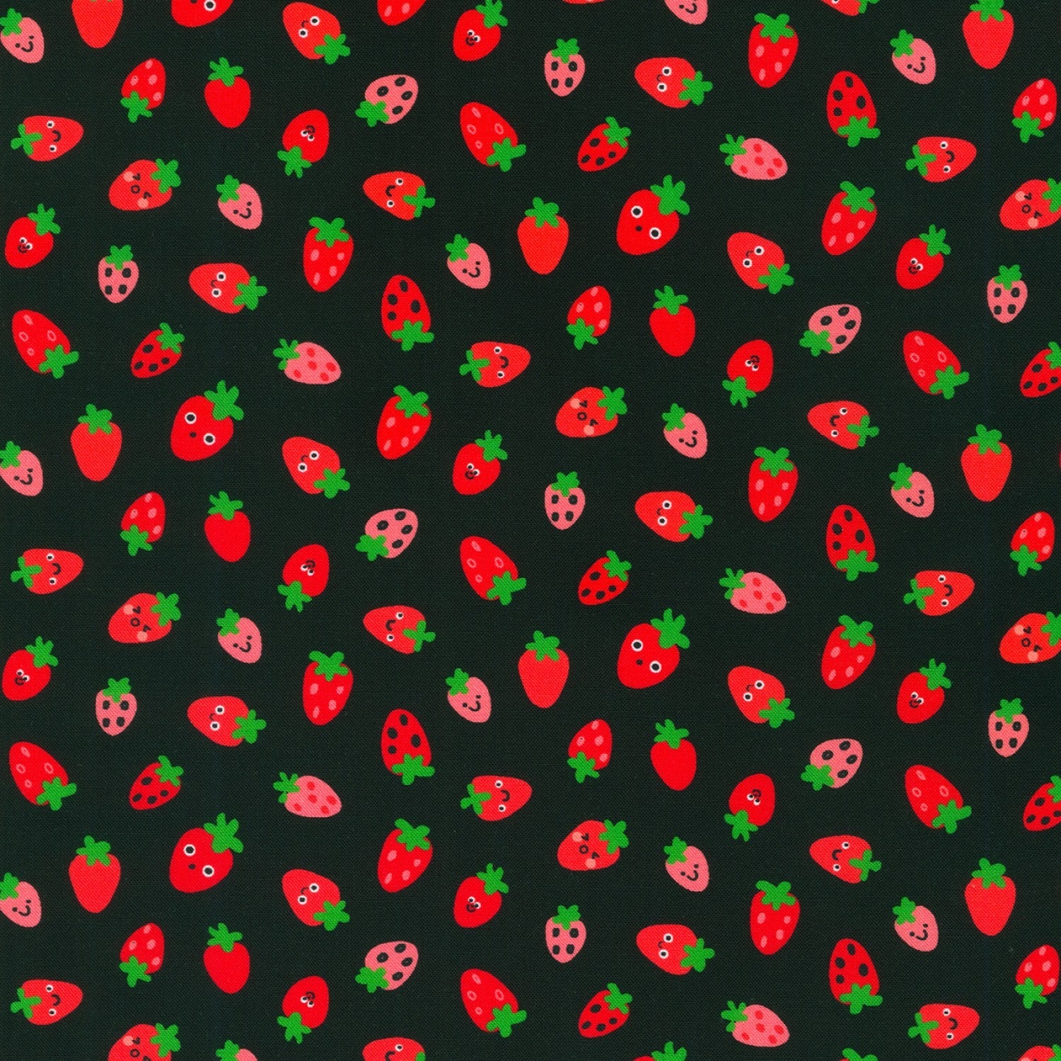 Farm to Table Strawberries Black ½ yd-Fabric-Spool of Thread