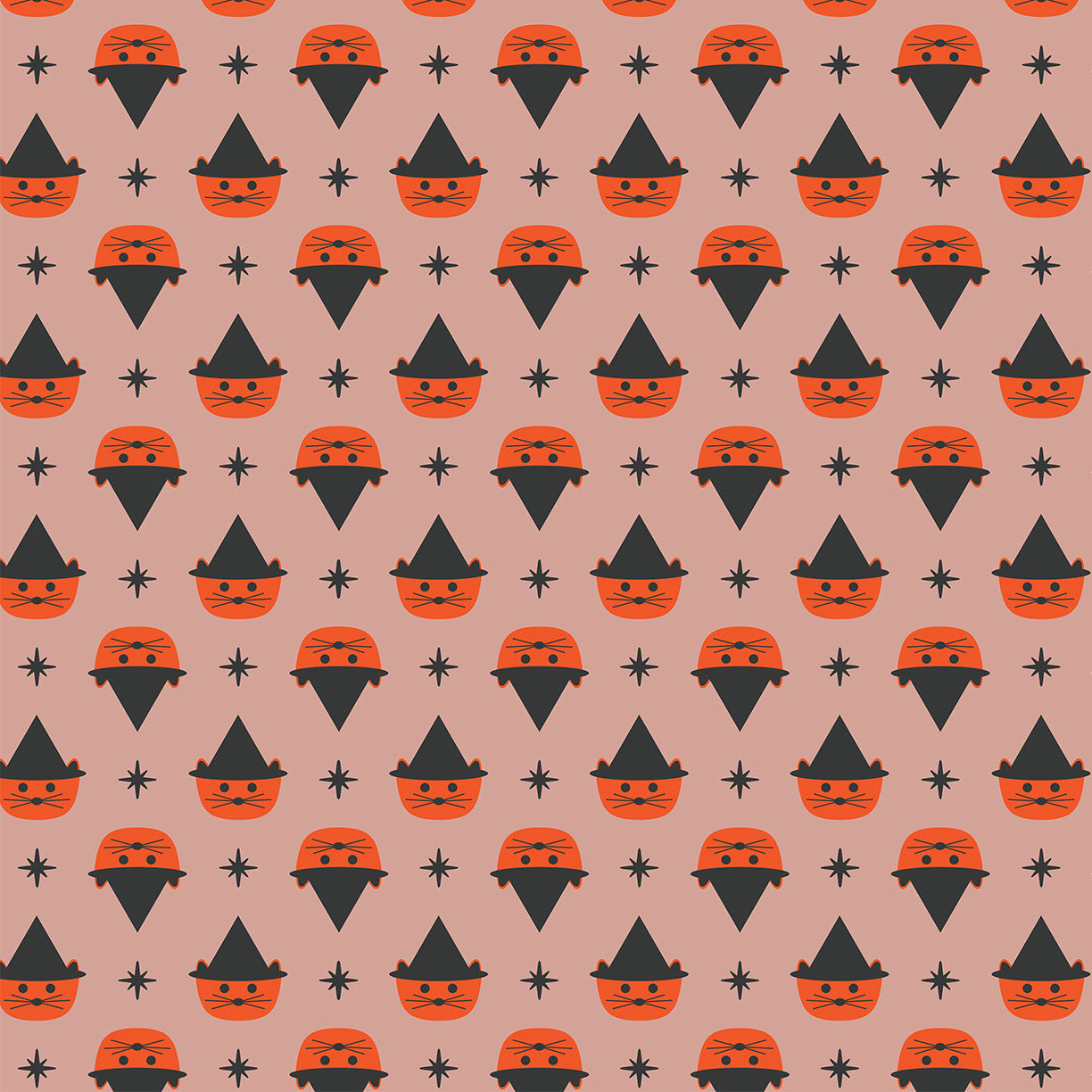 Ghost Town Cats Orange ½ yd-Fabric-Spool of Thread