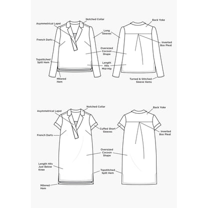 Grainline Augusta Shirt & Dress Sizes 0-18 Paper Pattern-Pattern-Spool of Thread