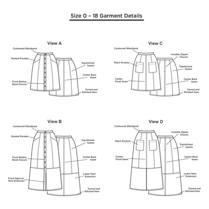 Grainline Reed Skirt Size 14-30 Paper Pattern-Pattern-Spool of Thread
