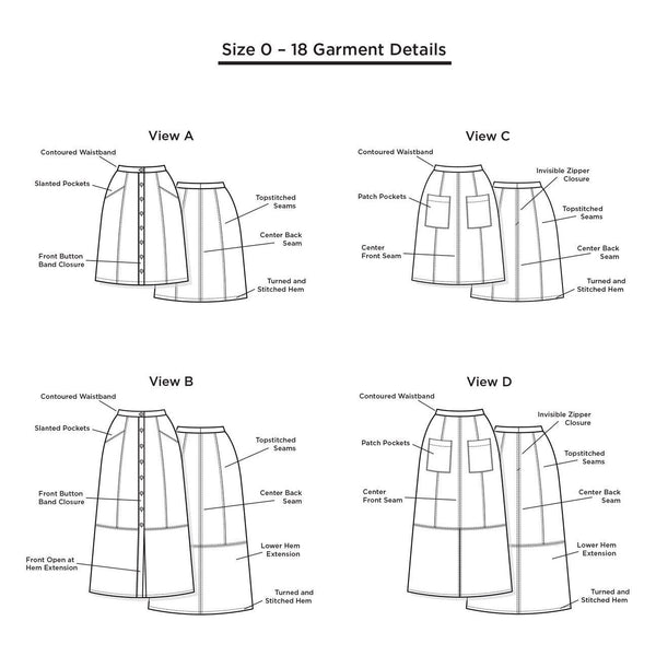 Grainline Reed Skirt Size 14-30 Paper Pattern-Pattern-Spool of Thread
