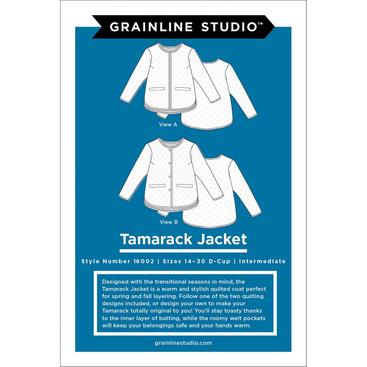 Grainline Tamarack Jacket 14 - 30 Paper Pattern-Pattern-Spool of Thread