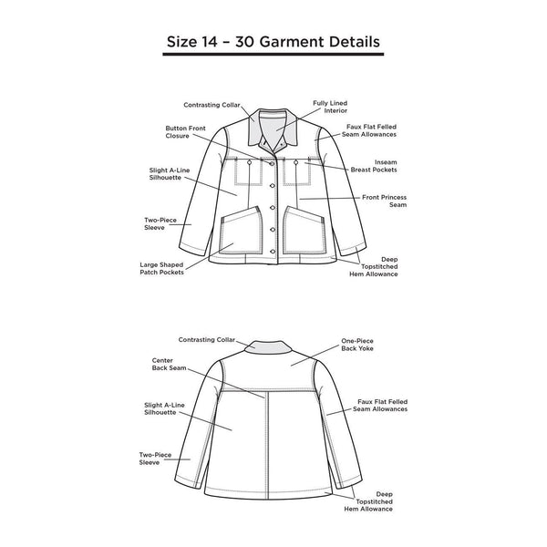 Grainline Thayer Jacket Size 14-30 Paper Pattern-Pattern-Spool of Thread